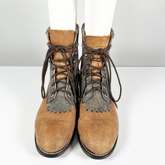 Justin Kiltie Boots Leather Two Tone Colorblock Womens 5 D - Picture 3 of 9